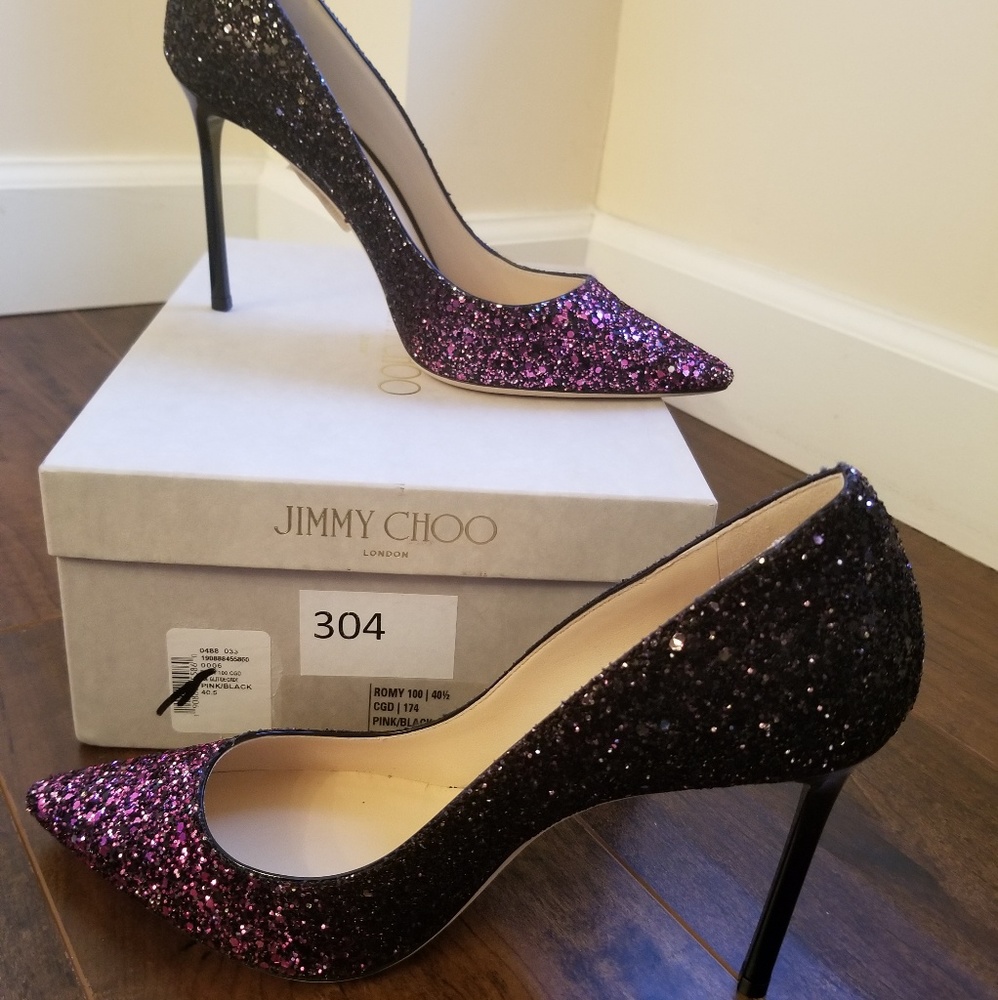 SOLD!! Jimmy Choo ROMY pink glitter degrade heels - Picture 5 of 7